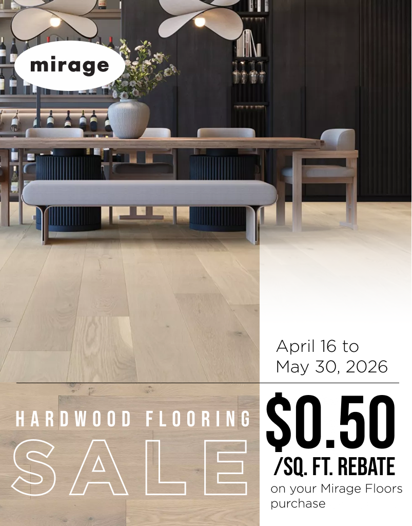 Mirage Hardwood Flooring Sale - $0.50 / SQ. FT. REBATE (April 16 to May 30, 2027)